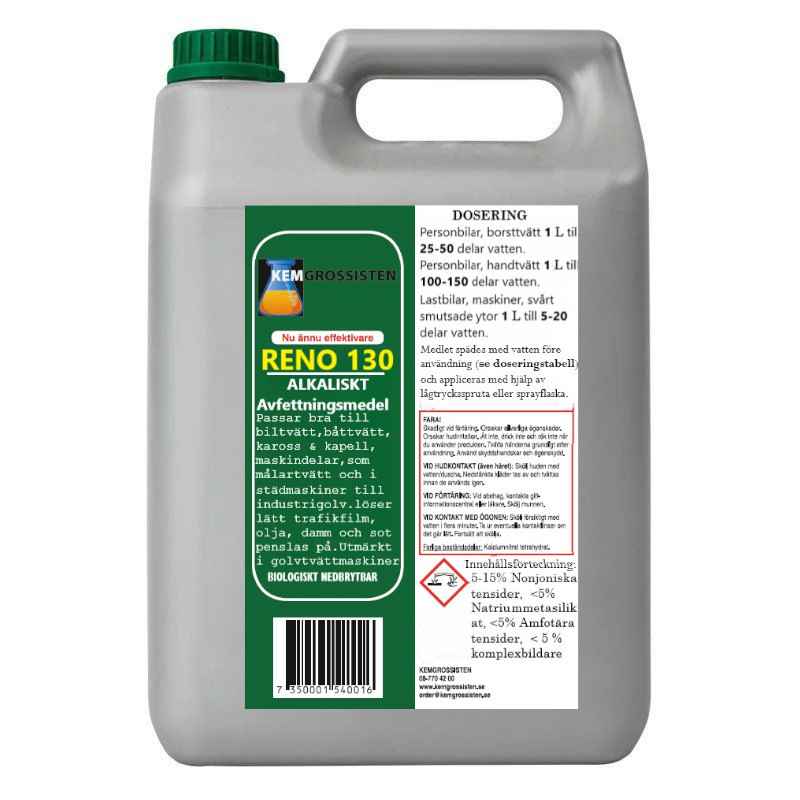 RENO 130 Alkalisk avfettning 5 liter - KEMGROSSISTEN